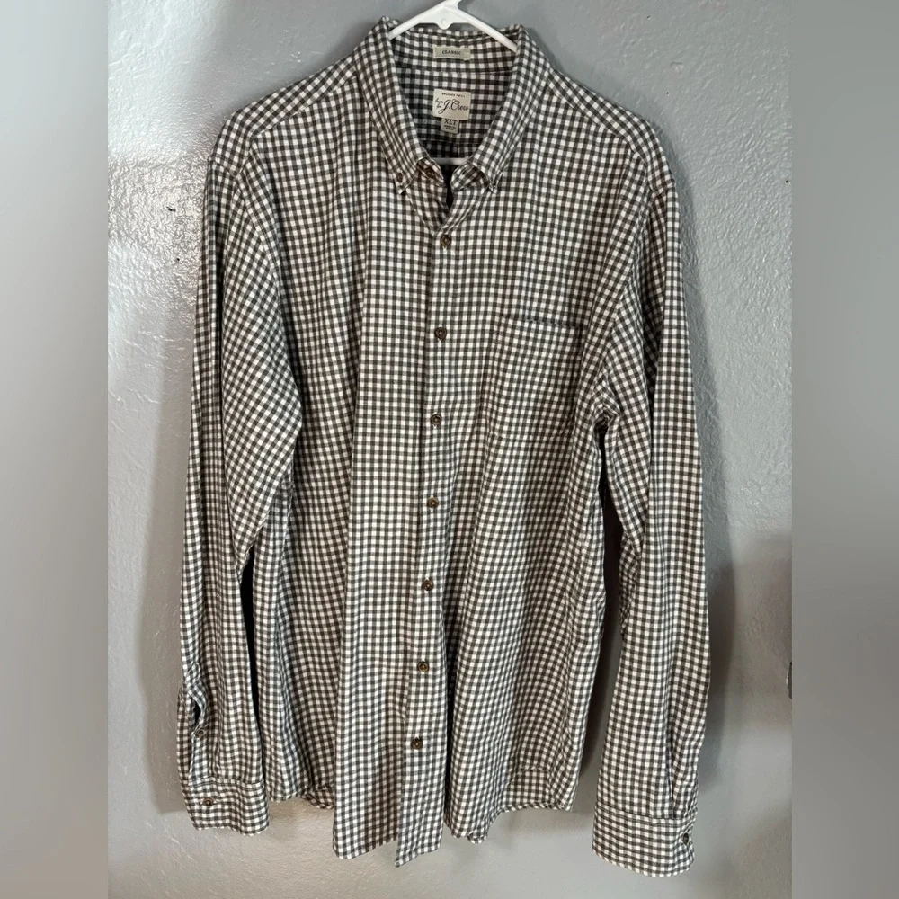 J. Crew Brushed Twill Shirt Mens XLarge T Casual Button Down gingham‎ classic
